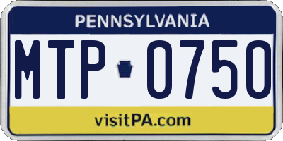 PA license plate MTP0750