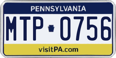 PA license plate MTP0756