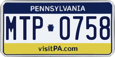 PA license plate MTP0758