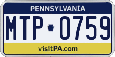 PA license plate MTP0759