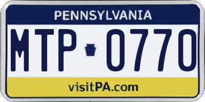 PA license plate MTP0770