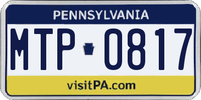PA license plate MTP0817