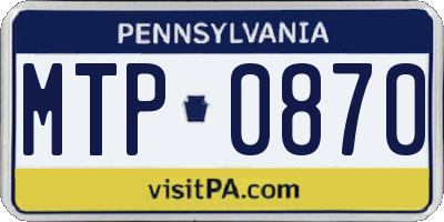 PA license plate MTP0870