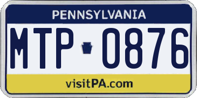PA license plate MTP0876