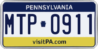 PA license plate MTP0911