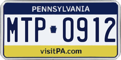 PA license plate MTP0912