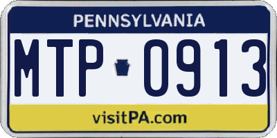 PA license plate MTP0913