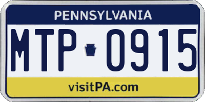 PA license plate MTP0915