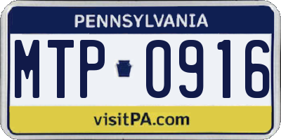 PA license plate MTP0916