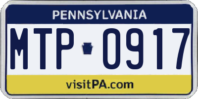 PA license plate MTP0917