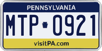 PA license plate MTP0921