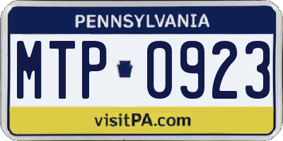PA license plate MTP0923
