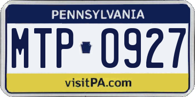 PA license plate MTP0927