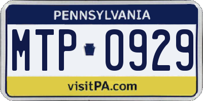 PA license plate MTP0929