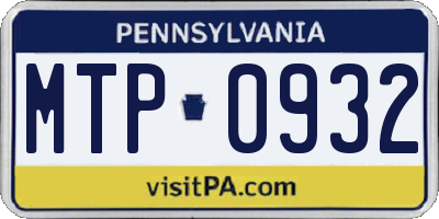 PA license plate MTP0932