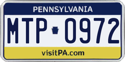 PA license plate MTP0972