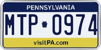 PA license plate MTP0974