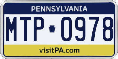 PA license plate MTP0978