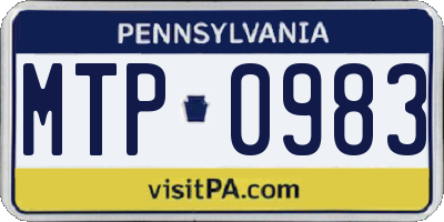PA license plate MTP0983