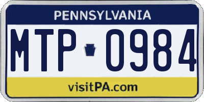 PA license plate MTP0984