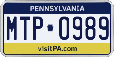 PA license plate MTP0989