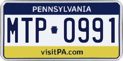 PA license plate MTP0991