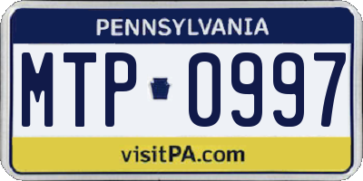 PA license plate MTP0997