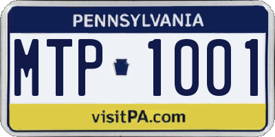 PA license plate MTP1001
