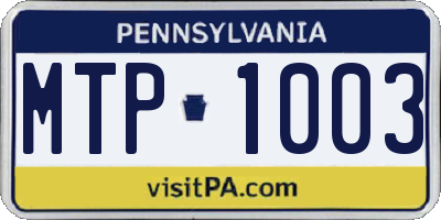 PA license plate MTP1003