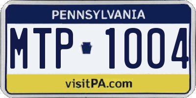 PA license plate MTP1004