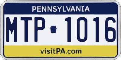 PA license plate MTP1016