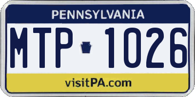 PA license plate MTP1026