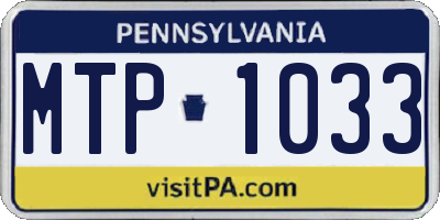 PA license plate MTP1033