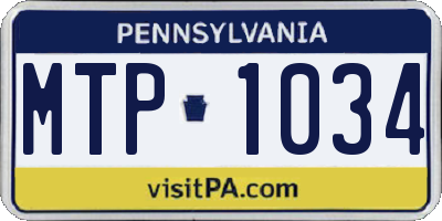 PA license plate MTP1034