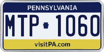 PA license plate MTP1060