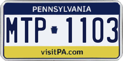 PA license plate MTP1103