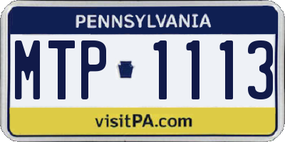 PA license plate MTP1113