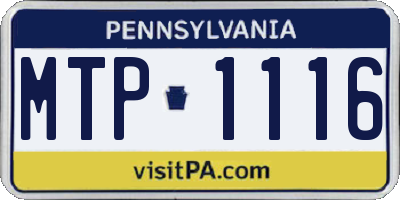 PA license plate MTP1116