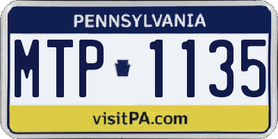 PA license plate MTP1135