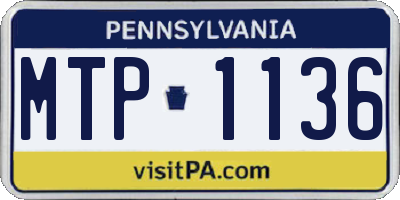 PA license plate MTP1136