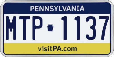 PA license plate MTP1137