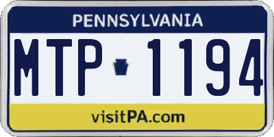 PA license plate MTP1194