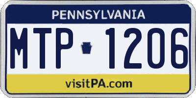 PA license plate MTP1206