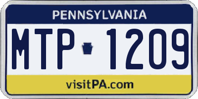 PA license plate MTP1209