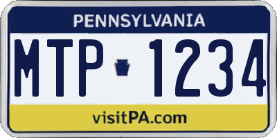 PA license plate MTP1234