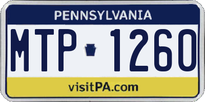 PA license plate MTP1260