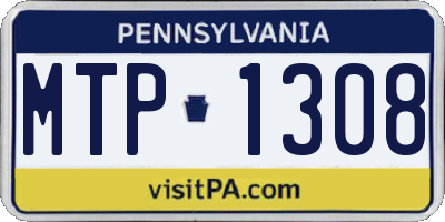 PA license plate MTP1308