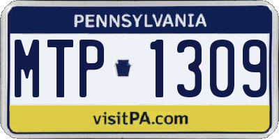 PA license plate MTP1309