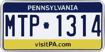 PA license plate MTP1314