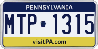 PA license plate MTP1315